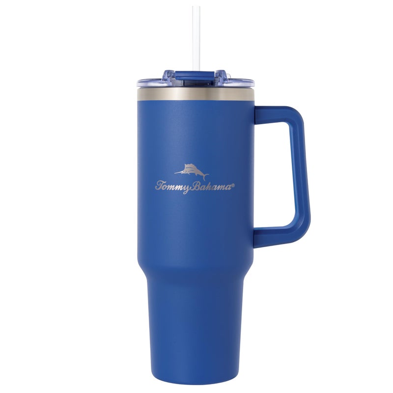 Tommy Bahama Vacuum Insulated Water Bottle with Straw - Double-Wall Stainless Steel, BPA Free, Keep Drinks Warm for 6 Hours or Cold for 12 Hours - Americana Navy, 40oz - Image 1