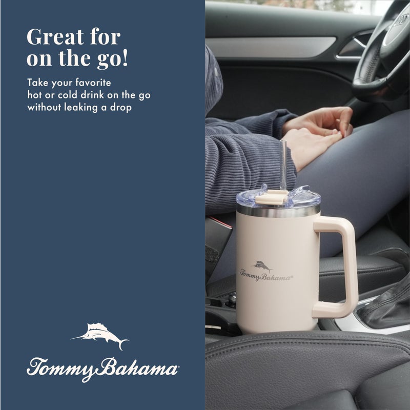 Tommy Bahama Vacuum Insulated Water Bottle with Straw - Double-Wall Stainless Steel, BPA Free, Keep Drinks Warm for 6 Hours or Cold for 12 Hours - Americana Navy, 40oz - Image 5
