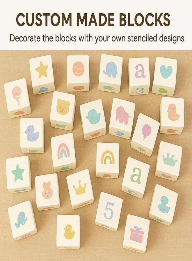Nolia Stencil Set for Baby Shower Blocks - 100 Reusable Letter, Number & Icon Stencils for Decorating Wooden Baby Blocks, Easy Guest Activity & Keepsake Add-On - Image 5