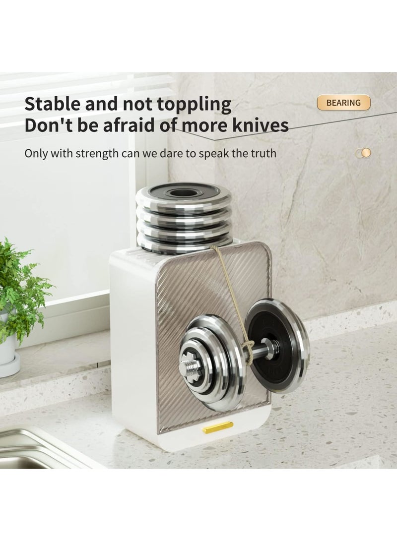 SYOSI Universal Knife Block Holder, Detachable Knife Block Storage Organizer, Holders with Slots for Scissors and Sharpening, Easy Cleaning, Unique Design Protect Blades, Holds up to 12 Knives (White) - Image 5