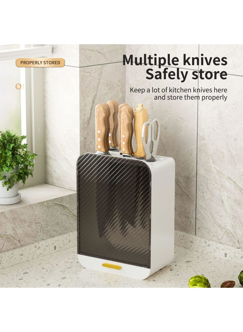 SYOSI Universal Knife Block Holder, Detachable Knife Block Storage Organizer, Holders with Slots for Scissors and Sharpening, Easy Cleaning, Unique Design Protect Blades, Holds up to 12 Knives (White) - Image 4