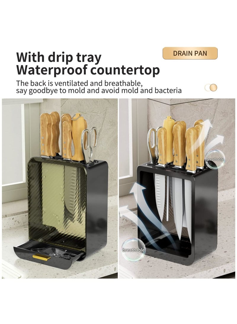 SYOSI Universal Knife Block Holder, Detachable Knife Block Storage Organizer, Holders with Slots for Scissors and Sharpening, Easy Cleaning, Unique Design Protect Blades, Holds up to 12 Knives (White) - Image 3