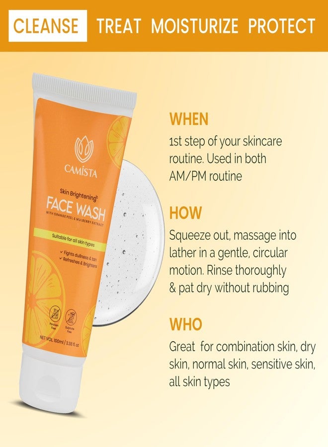 CAMISTA Skin Brightening Face Wash with Orange Peel, Mulberry Extract, Honey, Lemon Oil & Vitamin C for Glowing Skin | Dark Spots, Blemishes & Pigmentation | All Skin Types- 100ml (Pack of 1) - Image 4