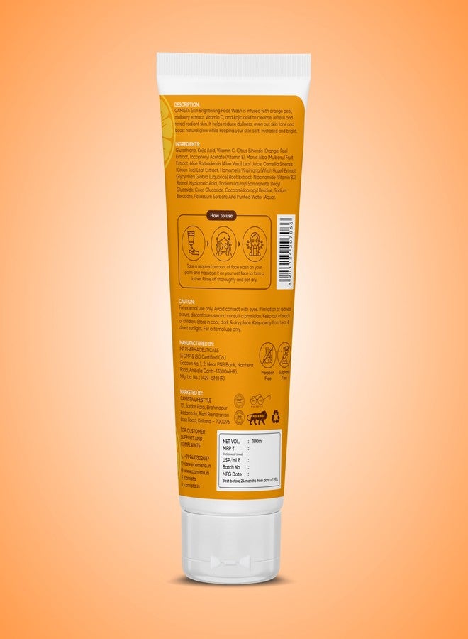 CAMISTA Skin Brightening Face Wash with Orange Peel, Mulberry Extract, Honey, Lemon Oil & Vitamin C for Glowing Skin | Dark Spots, Blemishes & Pigmentation | All Skin Types- 100ml (Pack of 1) - Image 5