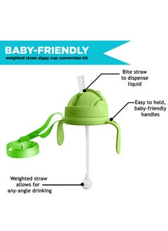 3-In-1 Weighted Straw Sippy Cup Conversion Kit For Comotomo Baby Bottles | Compatible With Comotomo 5 Ounce & 8 Ounce Bottles | Versatile Leak-Proof Lid | Easy To Clean - Green (2 Pack) - pzsku/Z9F7CF3A70953BD03C1EBZ/45/_/1735214640/299fa542-333d-4842-bd71-1d077f8af590