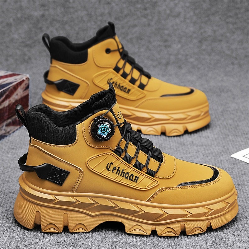 Martin Boots Men'S Shoes High-Top Winter Fleece-Lined Cotton Shoes American Retro Outdoor Climbing Height Increasing Tooling Boots - Image 4