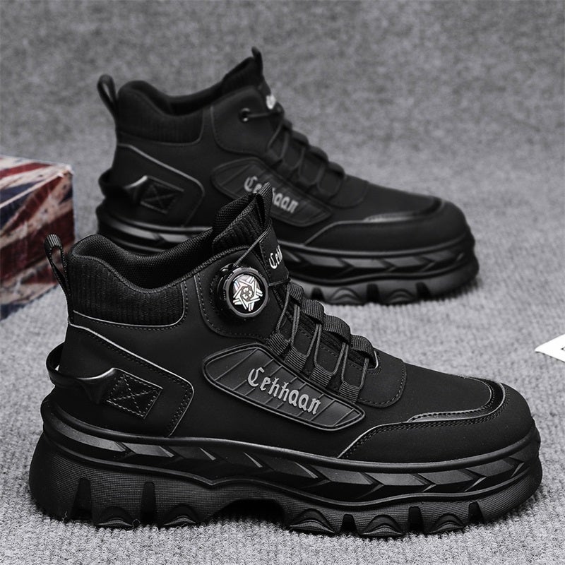 Martin Boots Men'S Shoes High-Top Winter Fleece-Lined Cotton Shoes American Retro Outdoor Climbing Height Increasing Tooling Boots - Image 5