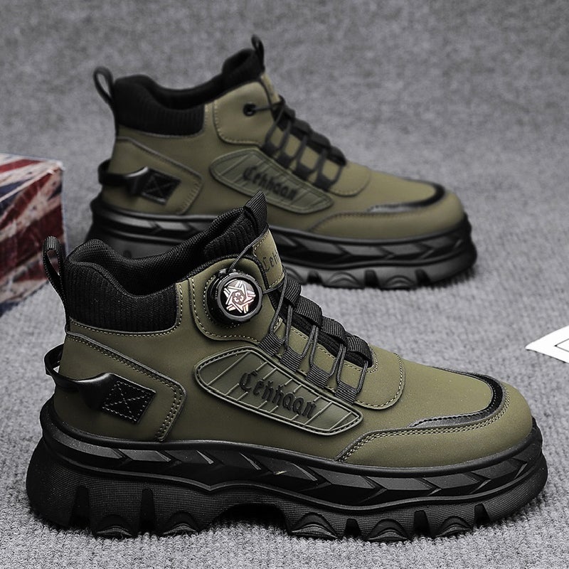 Martin Boots Men'S Shoes High-Top Winter Fleece-Lined Cotton Shoes American Retro Outdoor Climbing Height Increasing Tooling Boots - Image 2