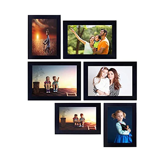 Stuthi Arts Wall Wood MDF Photo Frame With Glass (Black,6 Photos) - Image 1