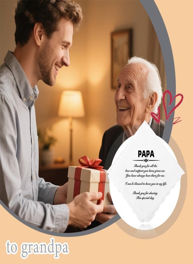 Yreamont Papa Gifts from Granddaughter Grandson on Wedding Day, Embroidered Wedding Handkerchief for Men Grandpa Grandfather Papa Gift for Men Grandpa Grandfather Handkerchiefs - Image 5