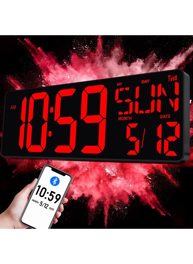 TXL 17.2'' Bluetooth Large Led Digital Wall Clock, Large Display Date And Temperature,Count Up/Down Timer Clock With Remote Control, Adjustable Brightness Alarm Clock For Home, Office, Gym, Elderly - Image 1