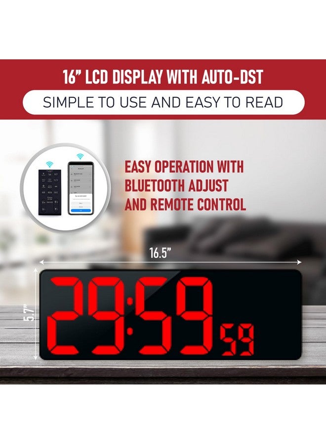 TXL 17.2'' Bluetooth Large Led Digital Wall Clock, Large Display Date And Temperature,Count Up/Down Timer Clock With Remote Control, Adjustable Brightness Alarm Clock For Home, Office, Gym, Elderly - Image 3