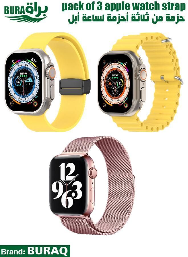 BURAQ Apple Watch Band Strap For Apple Watch Ultra 2/Ultra 49mm, Series 10 46mm, 9/8/7 45mm, SE2/SE/6/5/4 44mm, 3/2/1 42mm