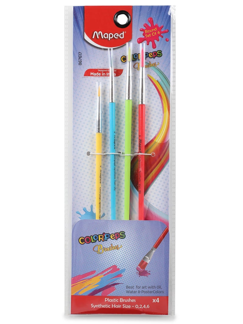 Maped Painting Kit - 6 Shade Poster Colors + 4 Plactic handle Brushes -Round|Soft & smooth textured Poster colours|Vibrant & Rich shades makes painting realistic|Soft Movement Bristles|Safe&Non-Toxic - Image 4
