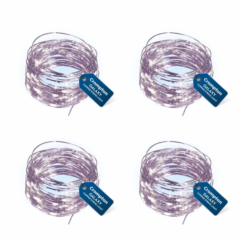 Crompton Galaxy Decoration Copper USB Powered String Fairy Lights with 100 Led Light (10 Meters, Cool Day Light, Pack of 4) - Image 2