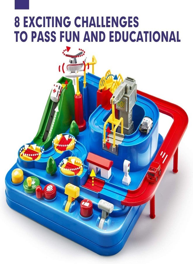 HIRNAYA Car Race Track Adventure Toys for 3+ Year Old Boys & Girls, City Rescue Preschool Educational Vehicle Puzzle Playset - Image 2