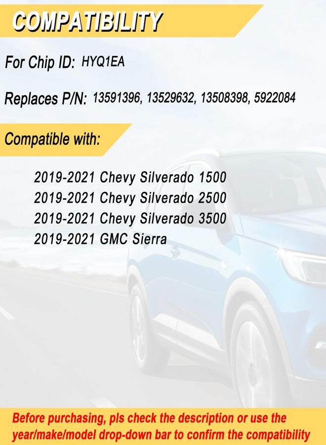 Vurkcy Key Fob Replacement for 2019-2022 Chevrolet Silverado/ 19-22 GMC Sierra, HYQ4EA - Image 2