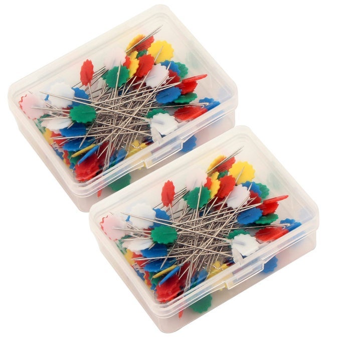 2 BOXES FLOWER HEAD PINS200PCS DRESSMAKING WEDDING QUILTING PATCHWORK PINS ACCESSORIES