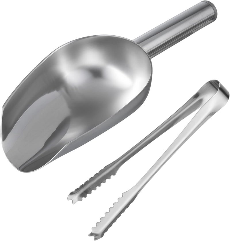 WHTCHSU Sweet Candy Buffet Ice Tongs & Scoops (Silver-1 set) - Image 1