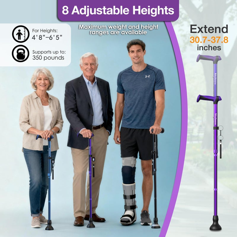 ProTraverse Walking Cane for Men & Women,Foldable,Adjustable,Self Standing Cane with Wrist Strap&Tag,350lbs Heavy Duty,All Terrain,Collapsible Walking Sticks for Seniors & Adults,Purple - Image 5