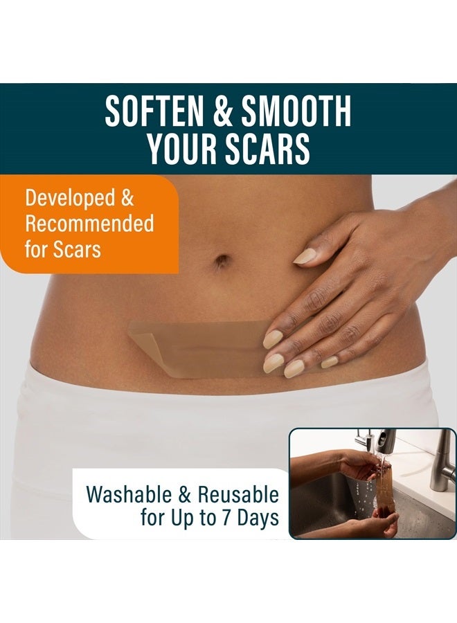 Nuvadermis شرائح سيليكون للندبات، شريط، شرائط - مختبرة في الولايات المتحدة - علاج الكيلويد، عملية قيصرية، شد البطن - ككريم جراحي، جل، لاصق، ضمادة، وسادة - علاج ندبات الجراحة - 4 عبوات 5.7"x1.57" - Image 2