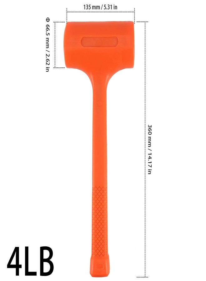 ZEONHAK Rubber Mallet, ZEONHAK 2 PCS 14.2 x 5.3 Inches 4 Lbs Dead Blow Hammer, Rubber Hammer, Bounce Resistant, Non-Spgarking - Image 2