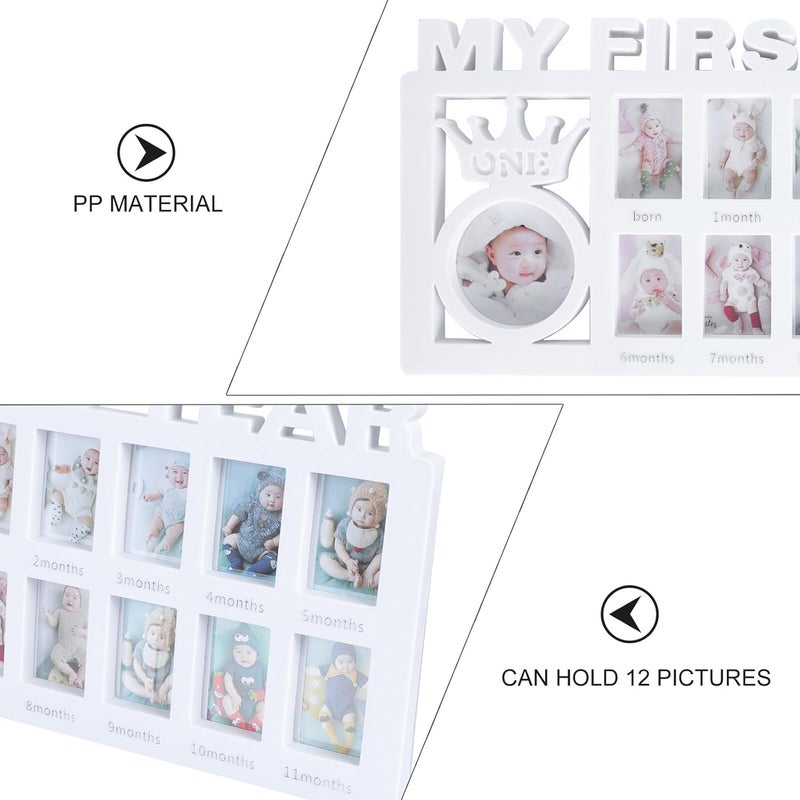Growth Frame 12 Month Picture Frame White Plastic Milestone Keepsake for Newborn Memories and Nursery Display - Image 3