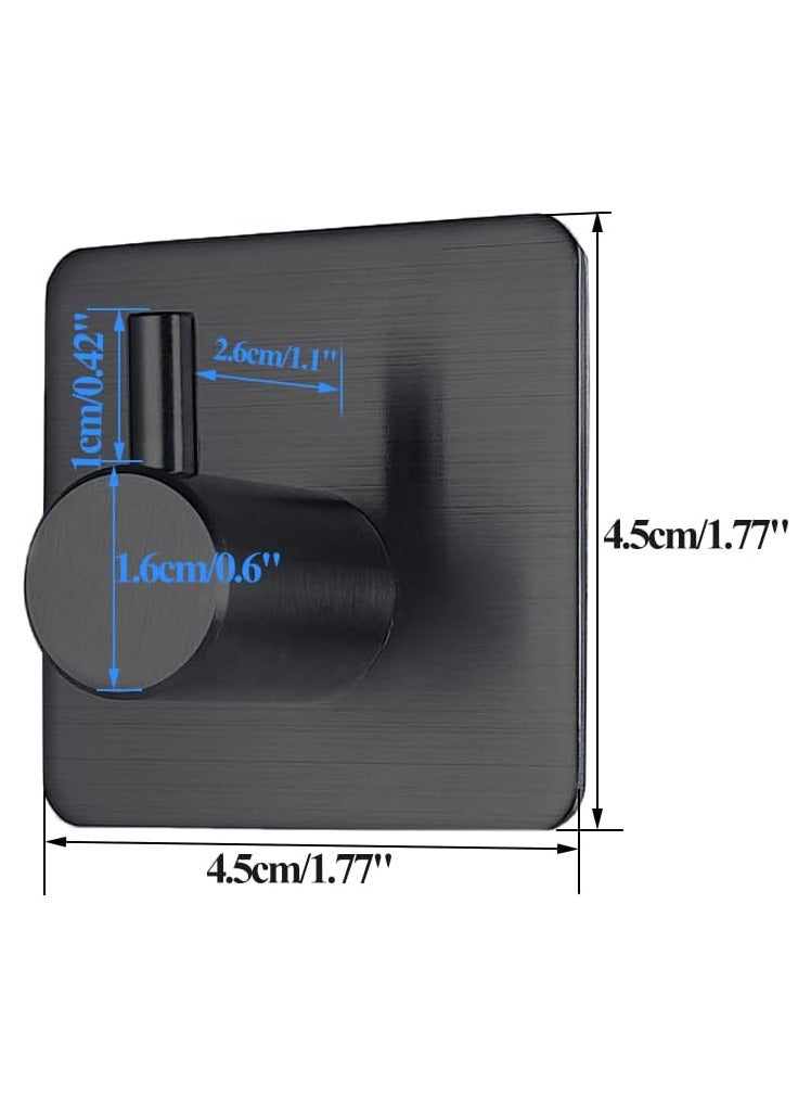 Rscy Black Adhesive Towel Hooks Heavy Duty Stick on Wall Hooks Shower Hooks for Bathroom Kitchen Door-4 Packs - Image 4