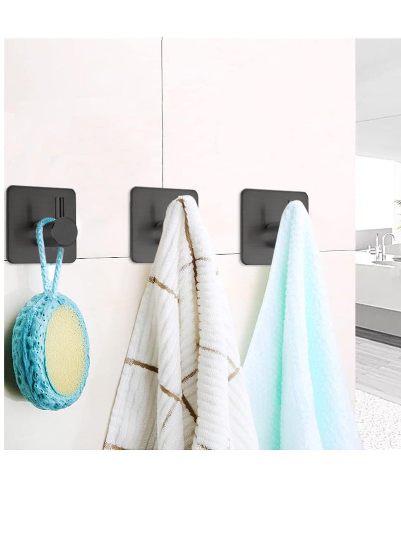 Rscy Black Adhesive Towel Hooks Heavy Duty Stick on Wall Hooks Shower Hooks for Bathroom Kitchen Door-4 Packs - Image 5