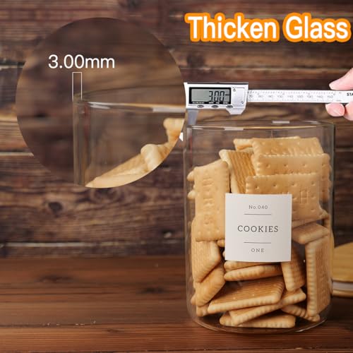 CZZGSM Set of 2 Large Glass Flour and Sugar Containers - 100 Fl oz Thicken Glass Storage Jars with Airtight Bamboo Lid and 132 Kitchen Pantry Labels - Big Clear Rice Containers Farmhouse - Image 3