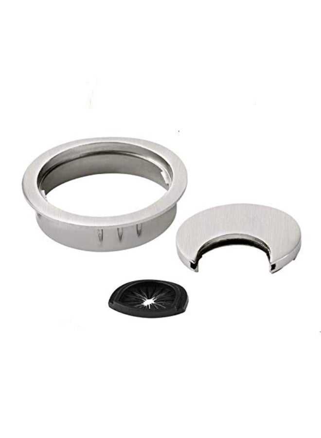 رايبور 2 حزمة طقم فتحات المكتب من سبائك الزنك للحواسيب، منظّمات أسلاك الطاولة، غطاء فتحة دائرية للكابلات للمكتب والمنزل (Ø60 مم، فضي مصقولة) - Image 2