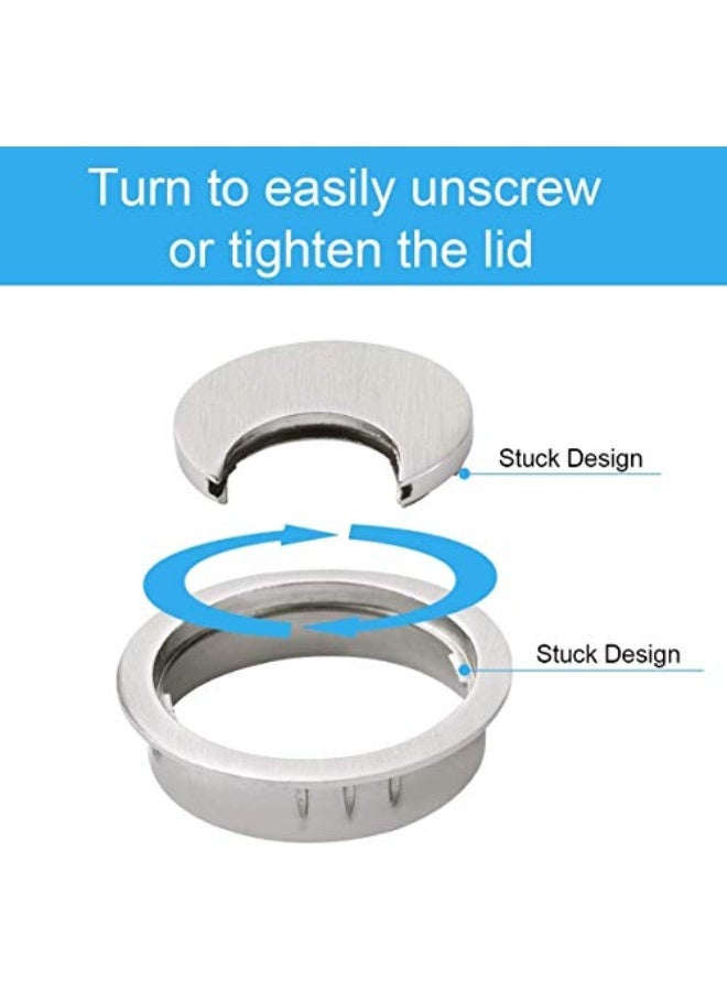 رايبور 2 حزمة طقم فتحات المكتب من سبائك الزنك للحواسيب، منظّمات أسلاك الطاولة، غطاء فتحة دائرية للكابلات للمكتب والمنزل (Ø60 مم، فضي مصقولة) - Image 3