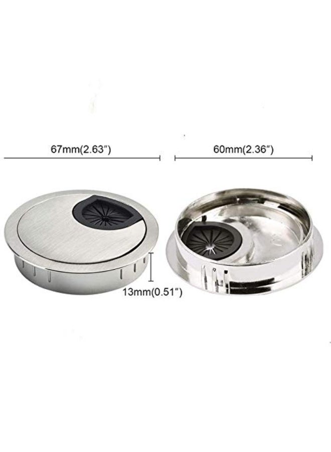 رايبور 2 حزمة طقم فتحات المكتب من سبائك الزنك للحواسيب، منظّمات أسلاك الطاولة، غطاء فتحة دائرية للكابلات للمكتب والمنزل (Ø60 مم، فضي مصقولة) - Image 5