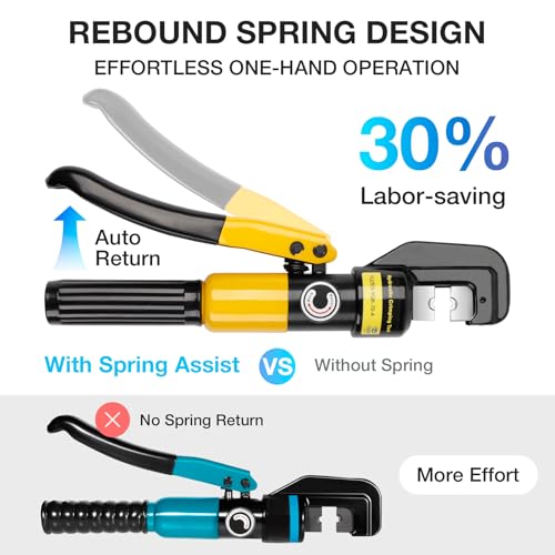 YUZES Hydraulic Crimping Tool 10 Tons, 12 AWG to 2/0 Battery Cable Crimper Tool with 9 Dies, Easy to Operate Hydraulic Wire Crimping Tool Kit for Wire Rope, Battery Cable Ends Ring Terminals - Image 3