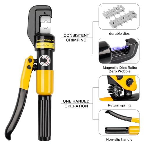 YUZES Hydraulic Crimping Tool 10 Tons, 12 AWG to 2/0 Battery Cable Crimper Tool with 9 Dies, Easy to Operate Hydraulic Wire Crimping Tool Kit for Wire Rope, Battery Cable Ends Ring Terminals - Image 5