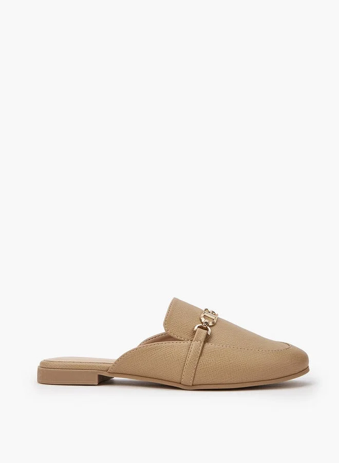 Textured Chain Detail Slip-On Mules
