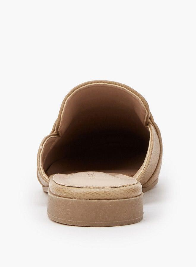 Flora Bella By Shoexpress Textured Chain Detail Slip-On Mules - Image 5