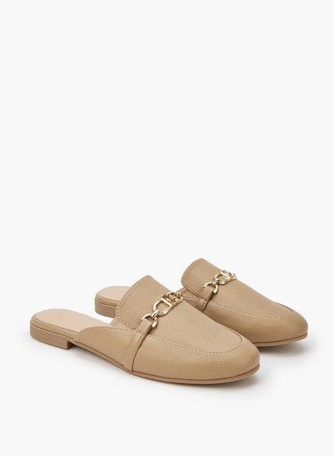 Flora Bella By Shoexpress Textured Chain Detail Slip-On Mules