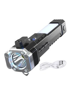 RENMAX RENMAX Portable Rechargeable Torch LED Flashlight Long Beam Range with Hammer for Windows Glass Seat Belt Cutter Magnet 4 Light Modes for Car Camping Hiking Indoor Outdoor ABS Plastic 1 Pc  - Image 5