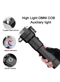 RENMAX RENMAX Portable Rechargeable Torch LED Flashlight Long Beam Range with Hammer for Windows Glass Seat Belt Cutter Magnet 4 Light Modes for Car Camping Hiking Indoor Outdoor ABS Plastic 1 Pc  - Image 3