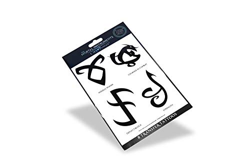 Seven20 The Mortal Instruments: City Of Bones Battle Runes Tattoos - Temporary Tattoo 8-Pack - Fake Black Ink for Men, Women & Kids - Cool Face, Body, Hand Makeup Or Make Sleeves - Realistic Costume Temp Tat - Image 3