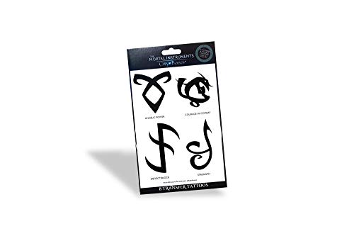 Seven20 The Mortal Instruments: City Of Bones Battle Runes Tattoos - Temporary Tattoo 8-Pack - Fake Black Ink for Men, Women & Kids - Cool Face, Body, Hand Makeup Or Make Sleeves - Realistic Costume Temp Tat - Image 4