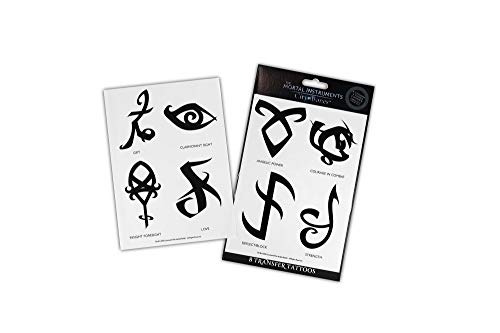 Seven20 The Mortal Instruments: City Of Bones Battle Runes Tattoos - Temporary Tattoo 8-Pack - Fake Black Ink for Men, Women & Kids - Cool Face, Body, Hand Makeup Or Make Sleeves - Realistic Costume Temp Tat - Image 2