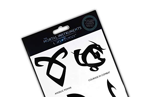 Seven20 The Mortal Instruments: City Of Bones Battle Runes Tattoos - Temporary Tattoo 8-Pack - Fake Black Ink for Men, Women & Kids - Cool Face, Body, Hand Makeup Or Make Sleeves - Realistic Costume Temp Tat - Image 5