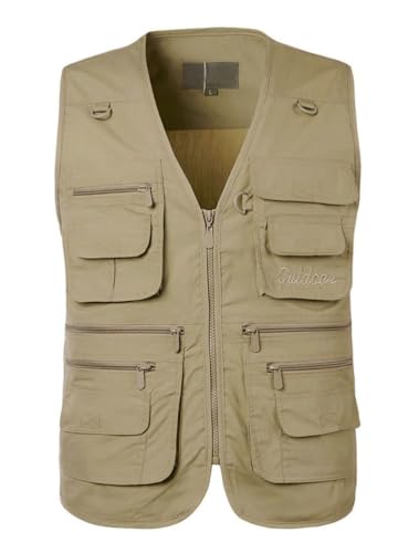 PASOK Men's Work Fishing Vests Lightweight Safari Travel Hunting Waistcoat With Multi-Pockets Color 2 2XL - Image 2