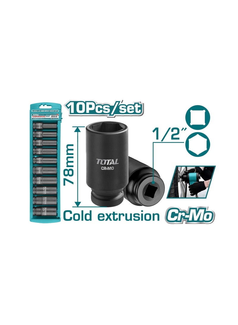 TOTAL Air Nuts Set Long 1/2 "-THKISD12102L (10pcs) - Image 2