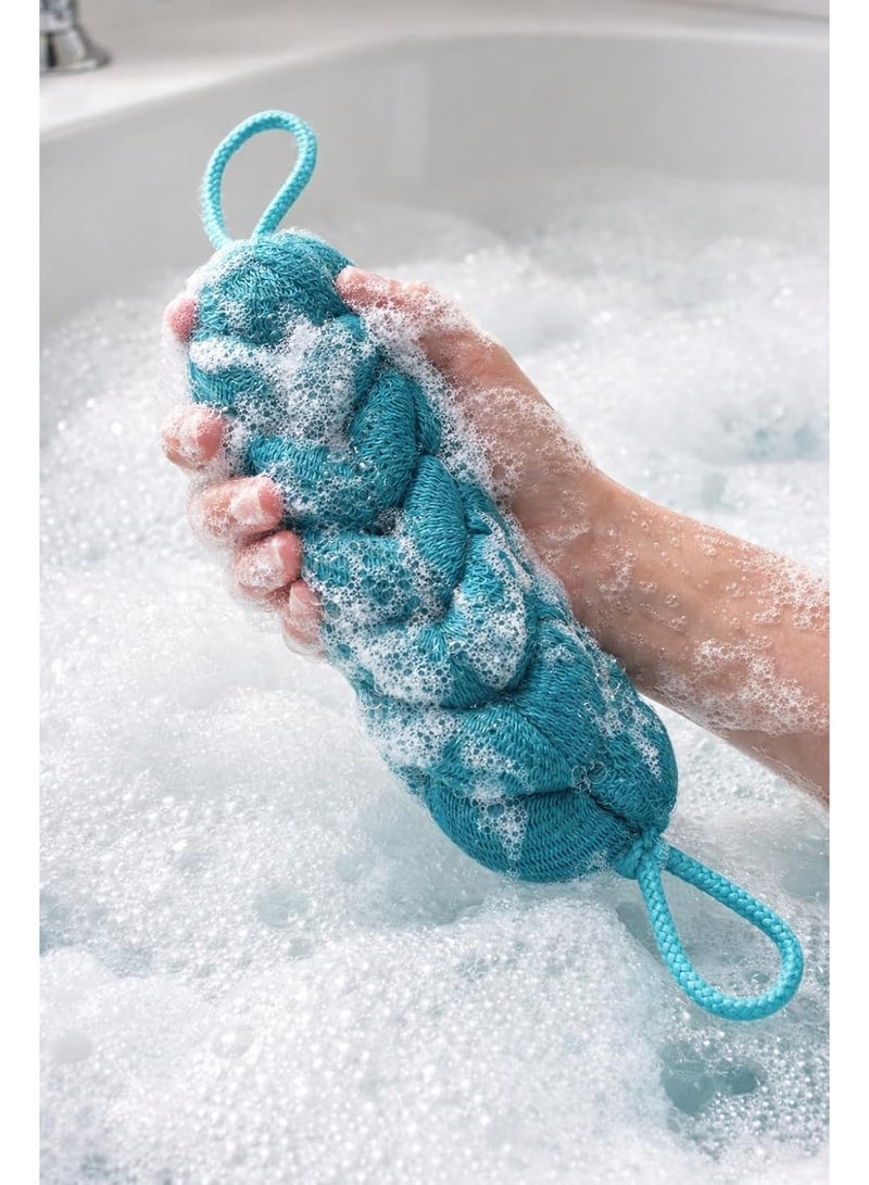 ليفة استحمام قطعة واحدة عالية الجودة ناعمة ومقشرة للجسم، غنية بالرغوة لتنظيف البشرة يوميًا (وردي) - Image 2