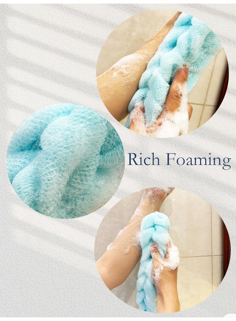 ليفة استحمام قطعة واحدة عالية الجودة ناعمة ومقشرة للجسم، غنية بالرغوة لتنظيف البشرة يوميًا (وردي) - Image 4