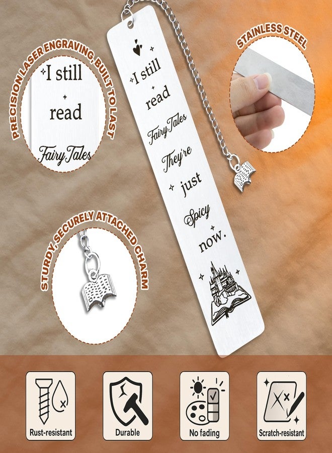 WACANTIC Spicy Bookmarks for Women - I Still Read Fairytales They're Just Spicier Now Bookmark, Romantasy Metal Bookmark for Book Lovers, Funny Gifts for Girlfriend, Book Marks for Reading Women Spicy - Image 4