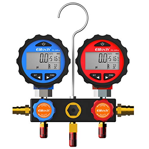 Elitech DMG-3 AC Manifold Gauge Refrigerant Pressure Gauge Set 2 Way with Hoses - Image 2